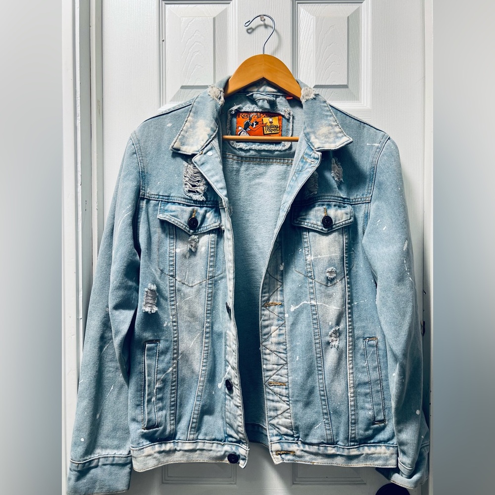 Light Blue Distressed Denim Jacket - Jean Jacket